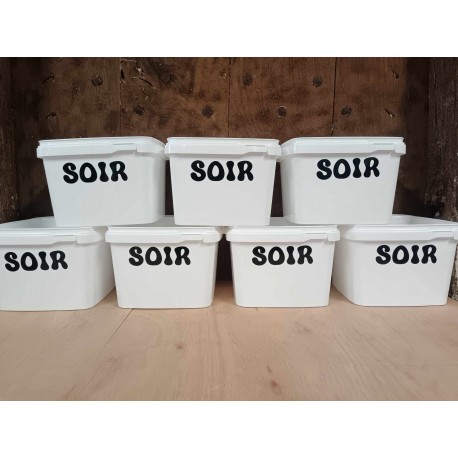 Set of 7 buckets with lids SOIR (evening)