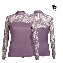 Long sleeve mesh shirt: dusty lilac & white lace DOTIBEL