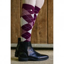 Equithème Chaussettes Argyle Bordeaux Rose