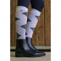 Equithème Chaussettes Argyle Gris Rose