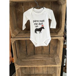 body bébé-père noël me doit un poney- manches longues